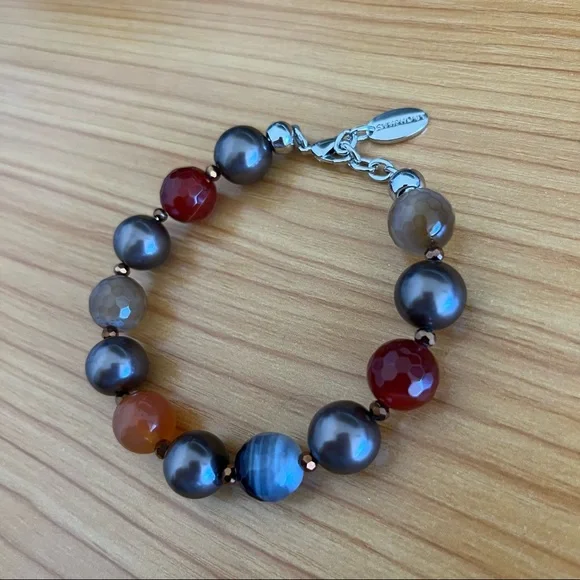 Semiprecious Stone Bead Bracelet - Picture 2 of 13